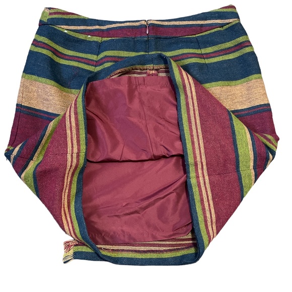 Womens multi colored mini skirt Size 6 Western Aztec Fringe Fully lined - Picture 5 of 13